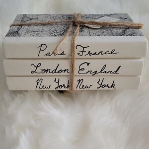 Decorative White and Black Book Stack